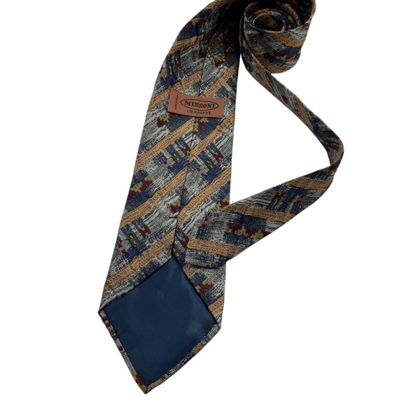 MISSONI XL Multicolor Geometric Art Silk LUXURY Tie ITALY - Picture 2 of 4